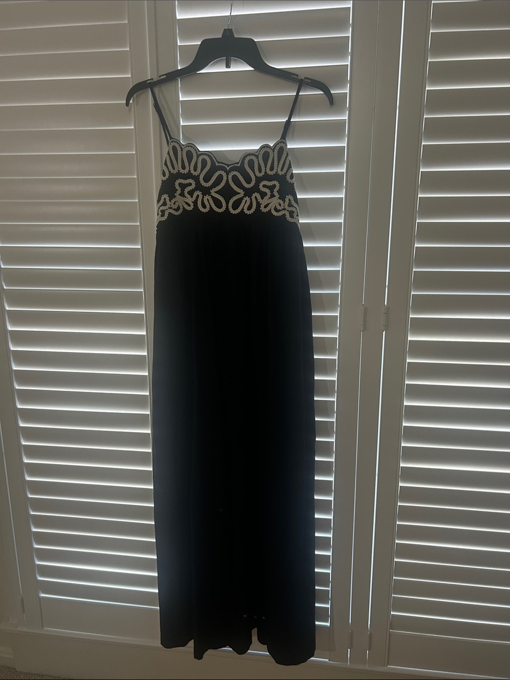 a new day Black Maxi Dress with Cream Embroidered Bodice